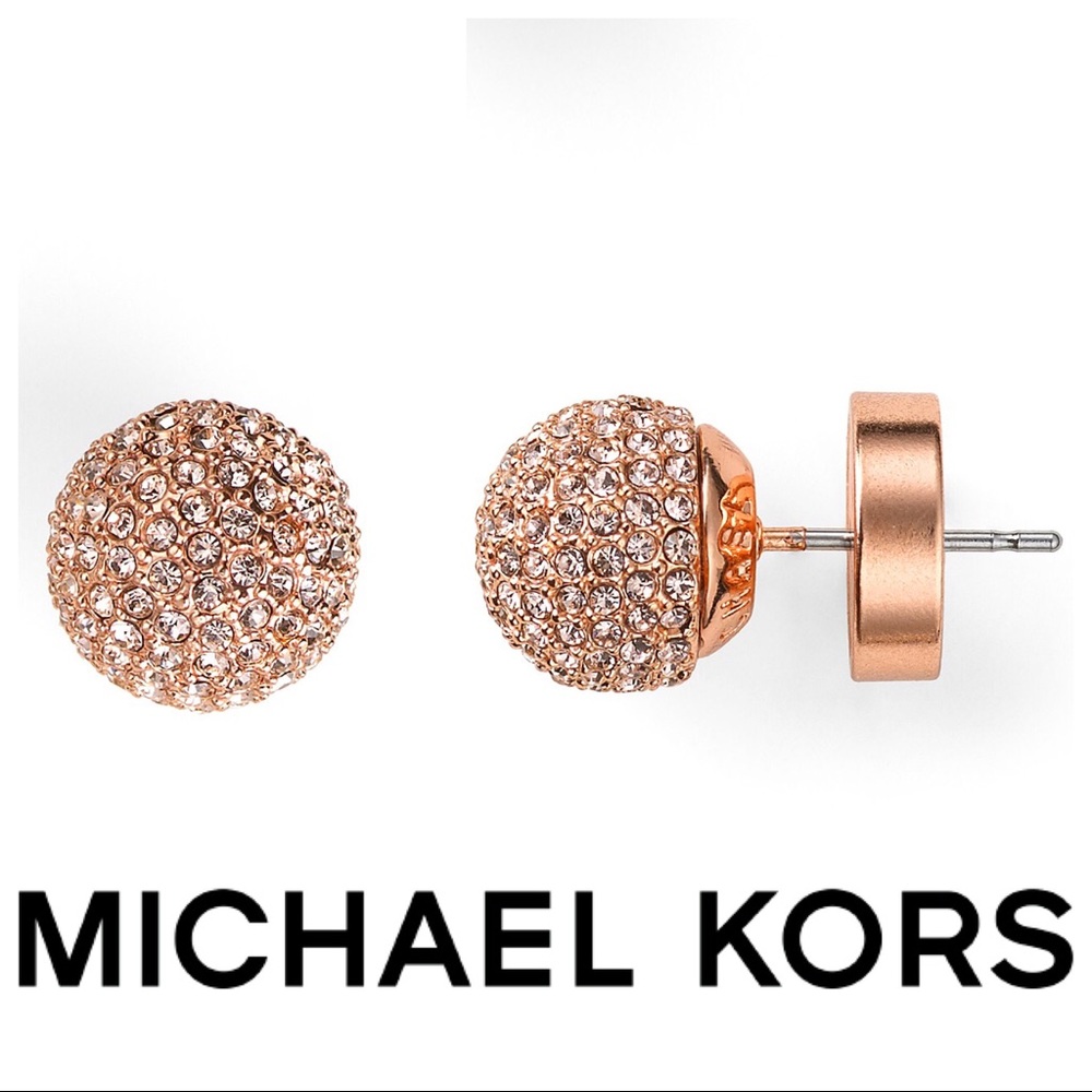 Michael Kors Pave Rose Gold Stud Earrings